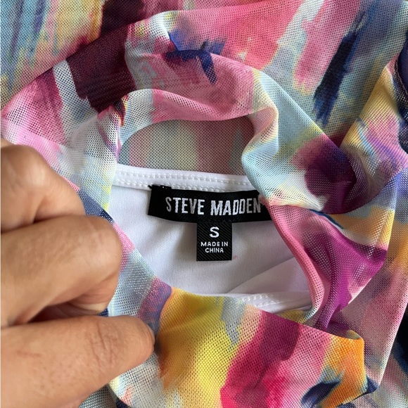 Steve Madden Mesh Colorful Midi Dress SZ S Fitted - Picture 5 of 7